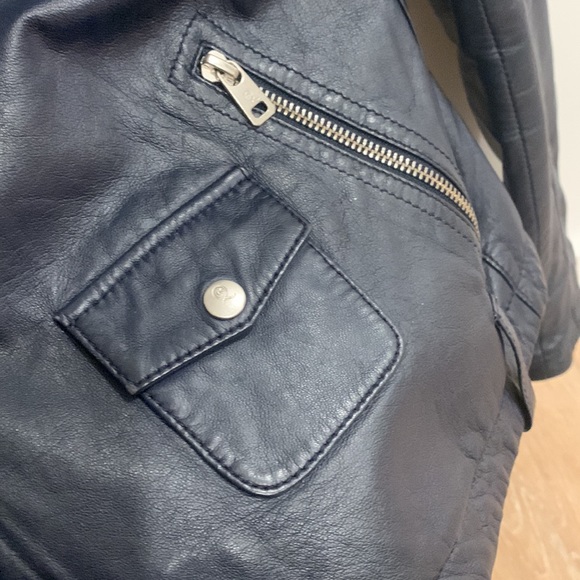Alexander McQueen navy leather moto jacket zippers - Picture 5 of 14